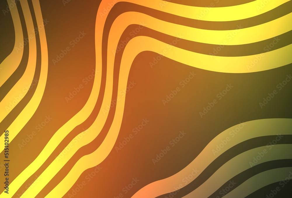 Dark Green, Yellow vector background with curved lines. Dark Green, Yellow vector background with curved lines.