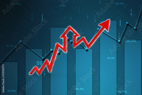 3d rendering business graph and documents. Stock market chart. Business graph background, Financial Background