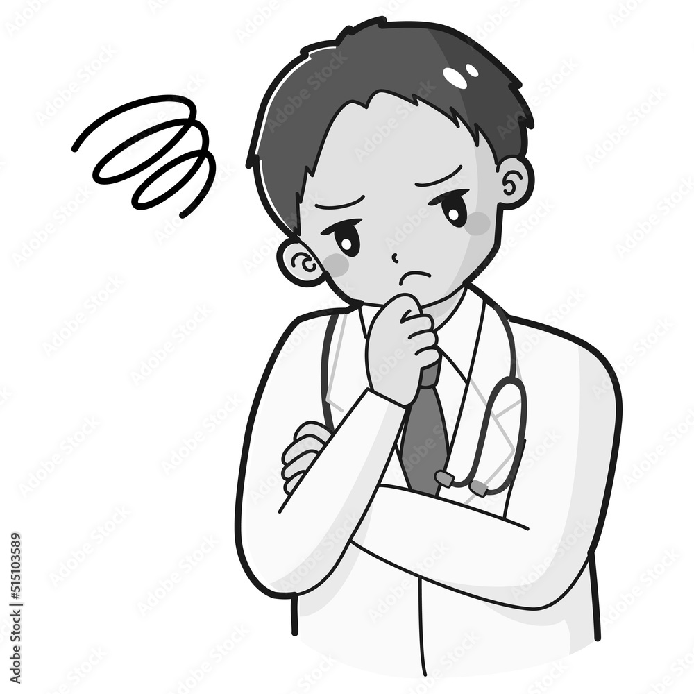 ガッツポーズをする白衣を着た男性のイラスト(聴診器付き) ガッツポーズをする白衣を着た男性のイラスト(聴診器付き)