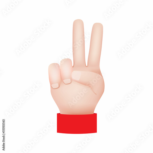 Victory sign or Peace Sign. Gesture V. 3d vector illustration.