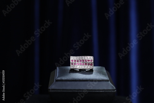 Fine jewelry with diamond and gemstone with black background