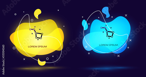 Black Great Bear constellation icon isolated on black background. Abstract banner with liquid shapes. Vector