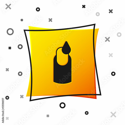 Black Manicure icon isolated on white background. Yellow square button. Vector
