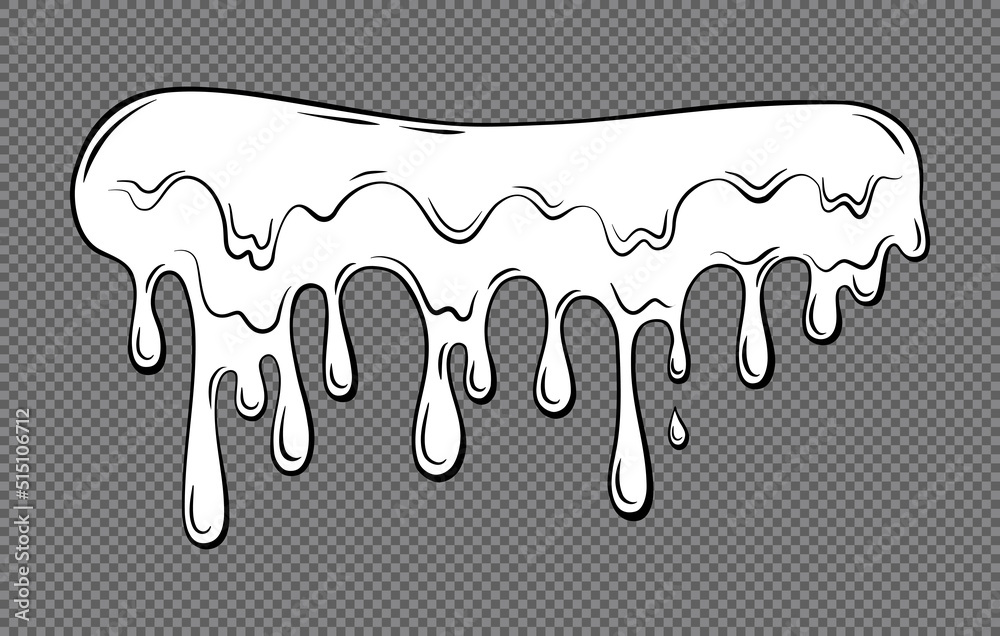 Dripping liquid outline on a transparent background. Contoured black and  white illustration of a flowing viscous liquid. Wax, honey, slime. Vector.  Stock Vector | Adobe Stock