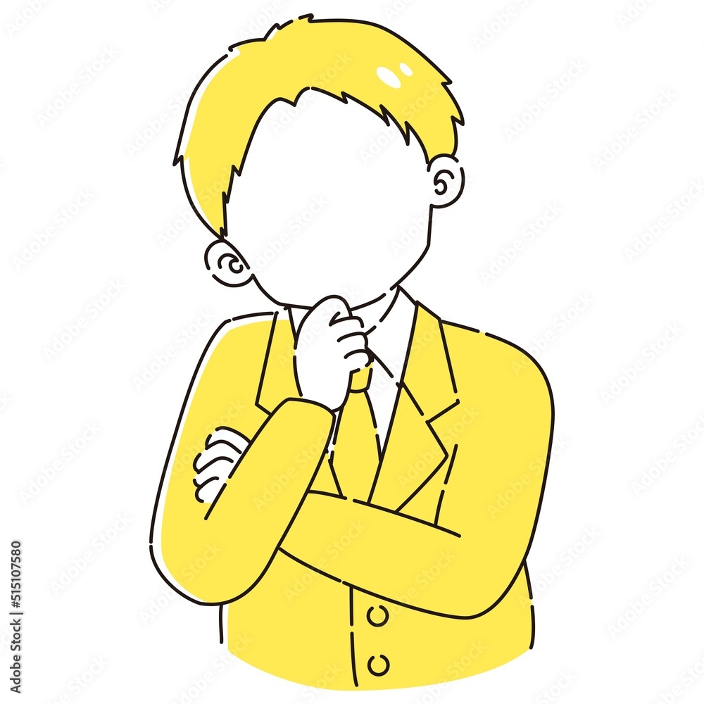 考え事をしているスーツを着た男性のイラスト 考え事をしているスーツを着た男性のイラスト