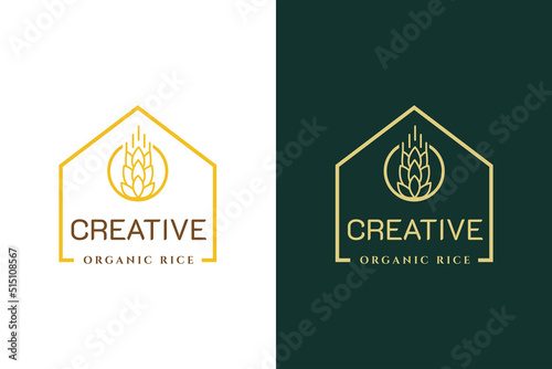 Rice premium quality logo template