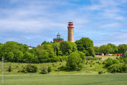 Leuchtturm und Peilturm am Kap Arkona auf der Insel Rügen