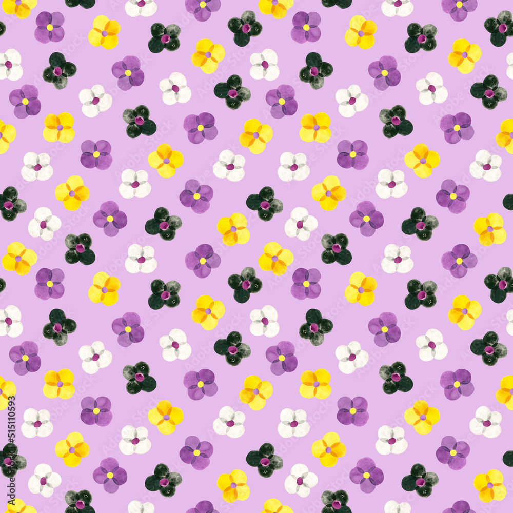 Nonbinary pride seamless pattern. LGBT pride month wallpaper, Non-binary rainbow flowers, watercolor clipart
