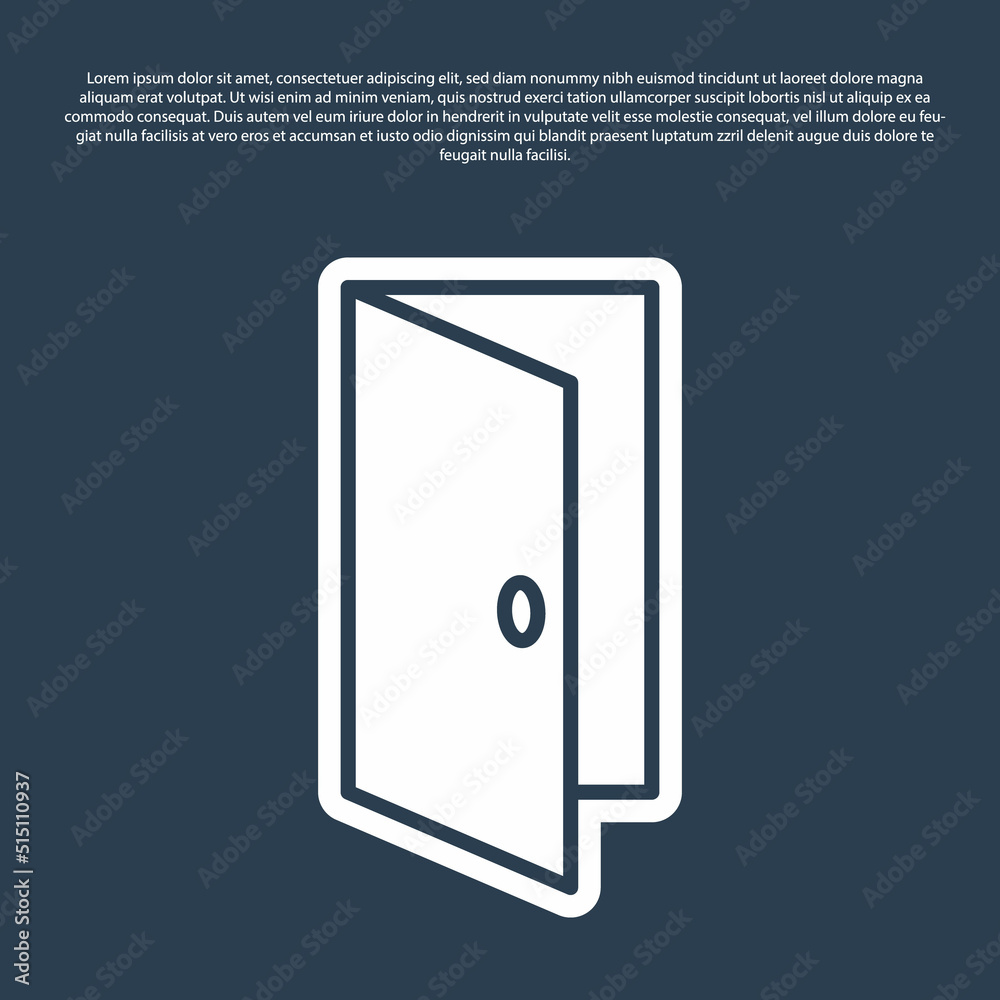 Blue line Closed door icon isolated on blue background. Vector Blue line Closed door icon isolated on blue background. Vector