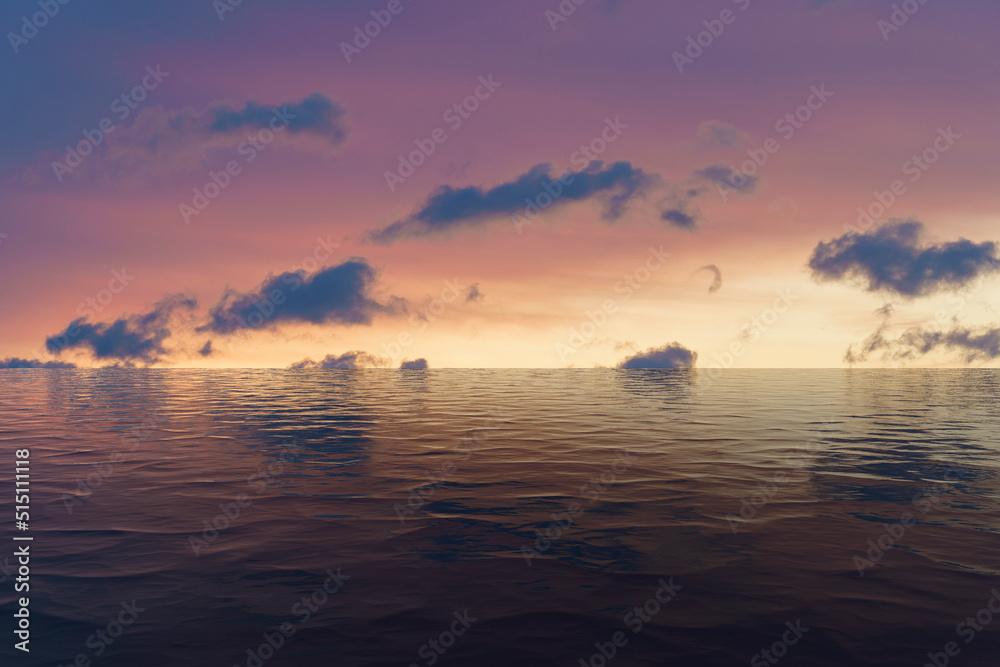 Beautiful backdrop with pastel sunset over the sea