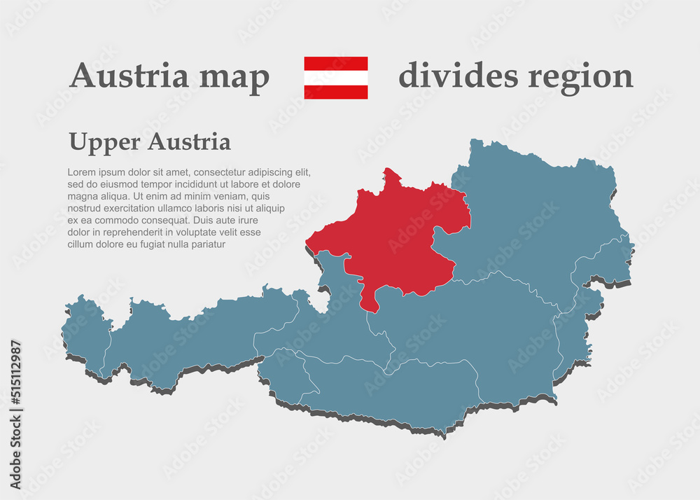Vector map Austria, region Upper Austria