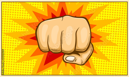 Comic cartoon with punch illustration design