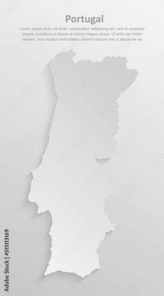 Minimal white map Portugal, Europe country
