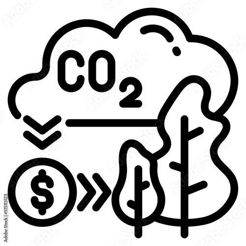 carbon offset line icon