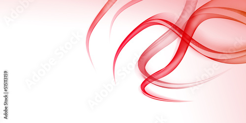 red abstract lines on a white background. Wallpaper with copy space