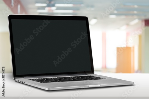 Laptop computer displaying blank screen
