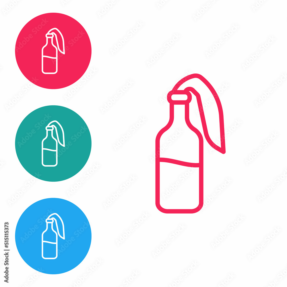 Red line Cocktail molotov icon isolated on white background. Set icons in circle buttons. Vector Red line Cocktail molotov icon isolated on white background. Set icons in circle buttons. Vector