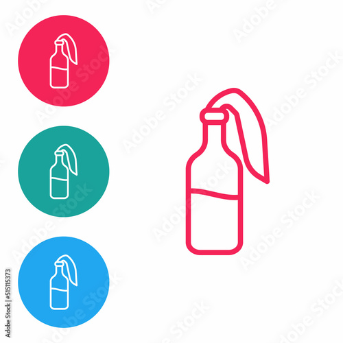 Red line Cocktail molotov icon isolated on white background. Set icons in circle buttons. Vector