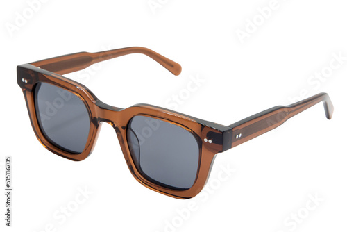 Square Sunglasses unisex black shades with brown transparent frame top front view