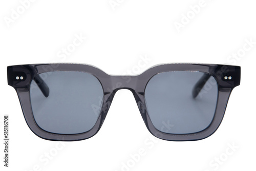Square Sunglasses unisex black shades with grey transparent frame front view