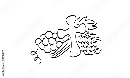 Hand Drawn symbol of Christianity . Vector illustration of Christian logo. Christian art use as poster, card, flyer, tattoo or T Shirt