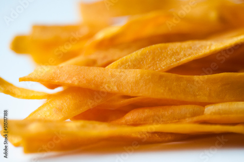 close-up, golden, sweet potato fries, white background, french fries