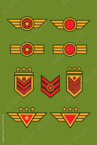 military badge and symbol design icon flat vector illustration