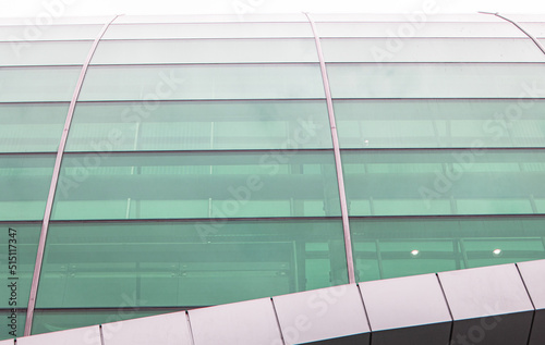 Modern design of the glass and concrete roof dome, architectural construction concept, close-up