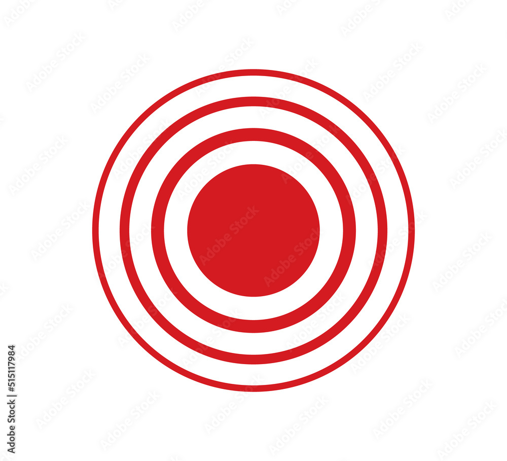 Pain point icon. Pain red circle mark. Target spot symbol for medical design. Concept killer for headaches, abdominal aches. Editable stroke. Vector illustration isolated on white background. Pain point icon. Pain red circle mark. Target spot symbol for medical design. Concept killer for headaches, abdominal aches. Editable stroke. Vector illustration isolated on white background.