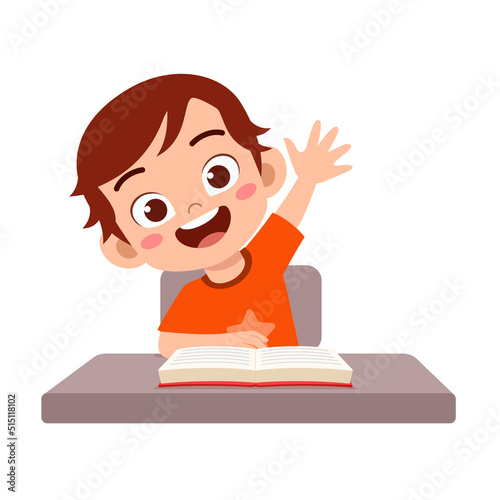 little kid raise hand to answer the question