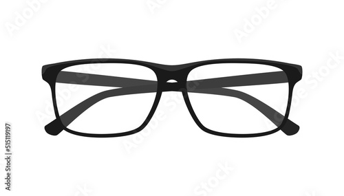 Glasses with a black frame and transparent lenses isolated on a white background