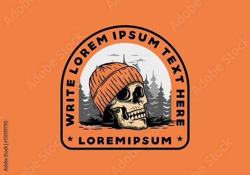 Skull head wearing beanie illustration design