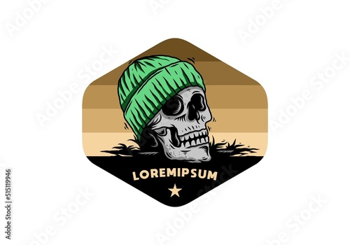 Skull head wearing beanie illustration design