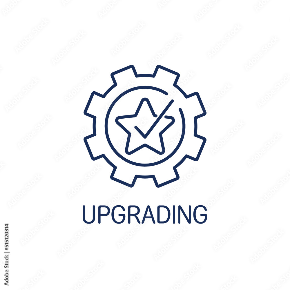 upgrading of technical capabilities. Vector linear icon isolated on white background. upgrading of technical capabilities. Vector linear icon isolated on white background.