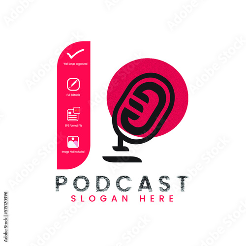 Detailed podcast logo template Free Vector