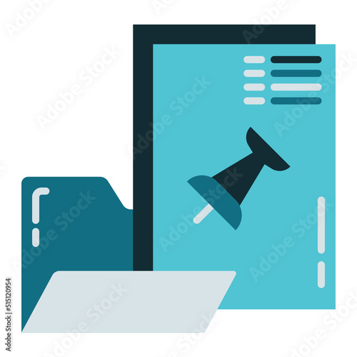 folder icon and pin nail on transparent background