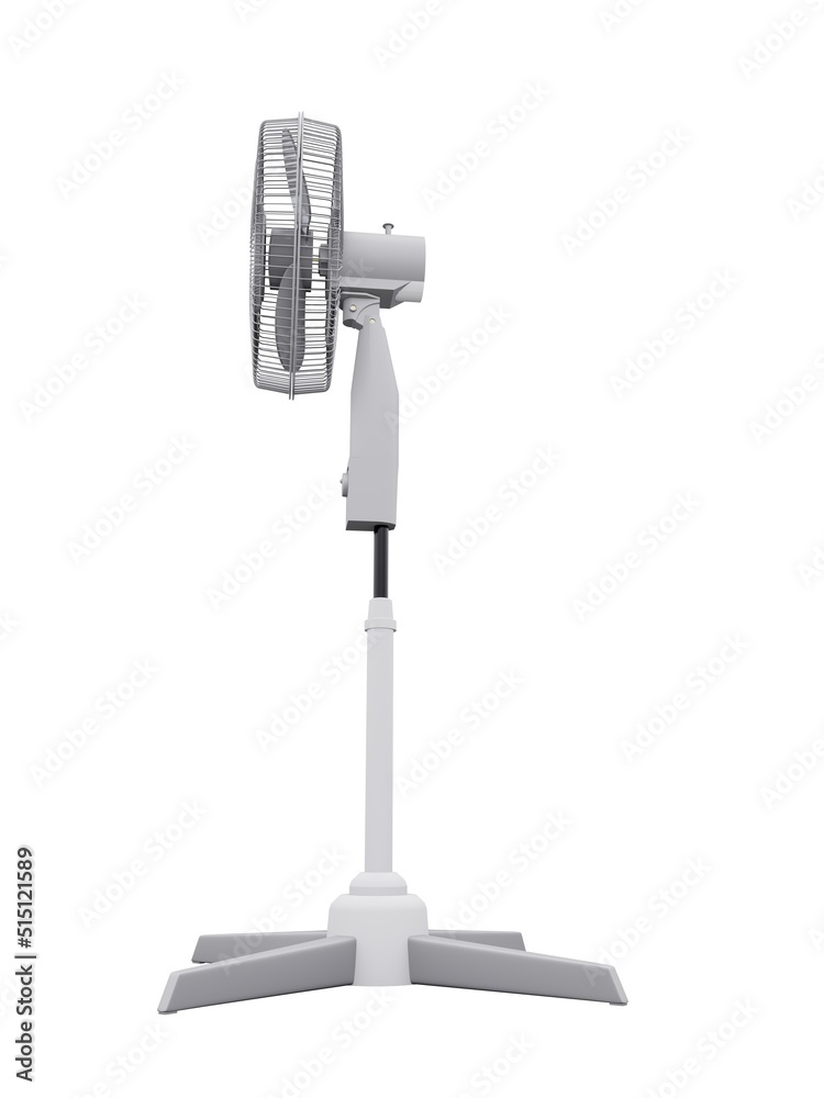3D illustration of a white ventilator on a white background.