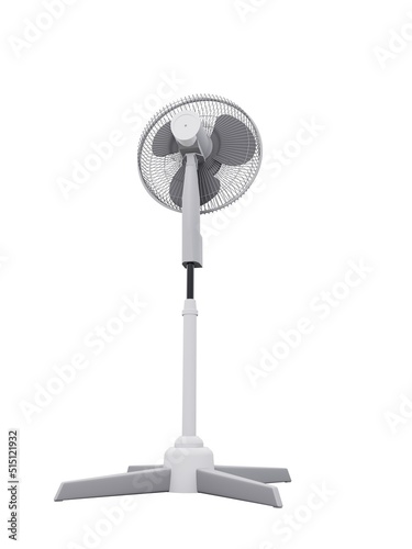  3D illustration of a white ventilator on a white background.