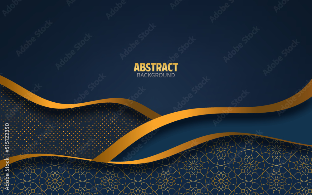 abstract blue background with gold ribbon and gltter,pattern vector