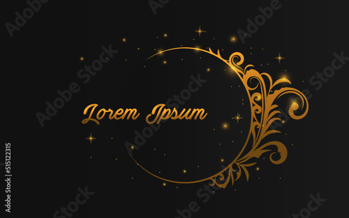 realistic vintage ornamental golden circle frame on black background. vector illustration
