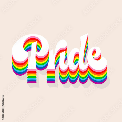 pride.vector illustration.hand drawn letters.decorative font usingthe colors of the LGBT flag.modern typography design perfect for social media,web design,poster,banner,bags,t shirt,sticker,etc