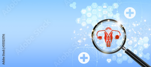 Hologram of the female uterine organ. gynecology, obstetrics, pregnancy, modern medicine, medical examination. photo