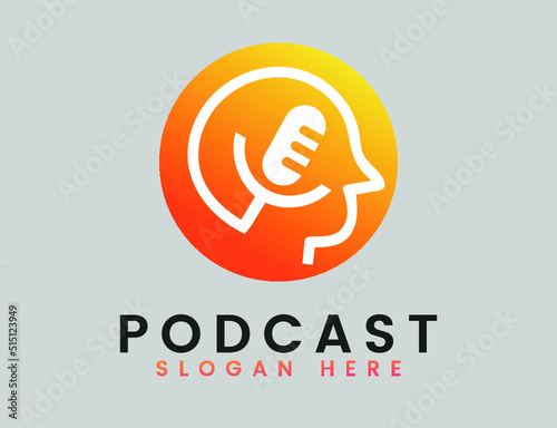 Detailed podcast logo template Free Vector

 photo