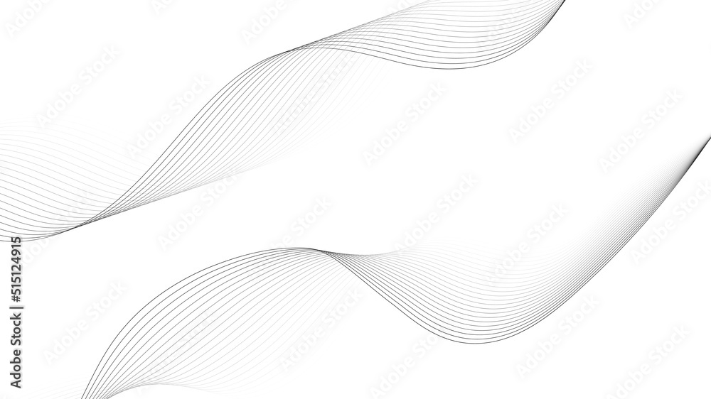 Two abstract black smooth waves on a white background. Dynamic sound waves. Design graphic element. Vector illustration. Two abstract black smooth waves on a white background. Dynamic sound waves. Design graphic element. Vector illustration.
