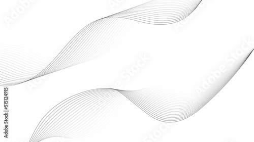 Two abstract black smooth waves on a white background. Dynamic sound waves. Design graphic element. Vector illustration.