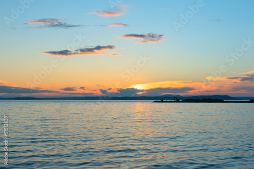 Beautiful orange sunset over the sea with soft selective focus. Beauty of nature concept