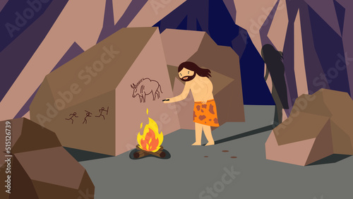 primitive man in a cave 