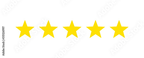 Five golden stars vector high quality icon isolated on white background. Top quality product or service concept symbol