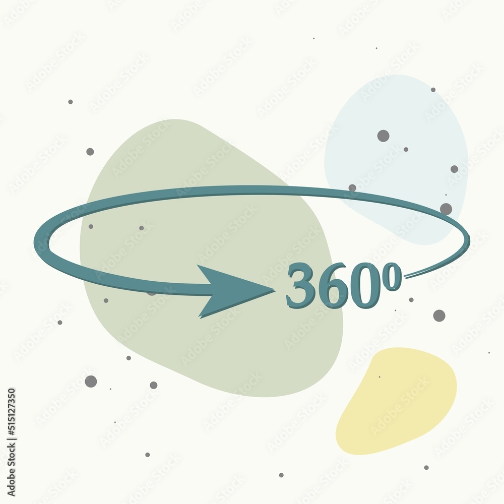 Obraz premium Vector image turn sign 360 degrees on multicolored background.