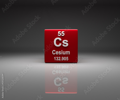 Cube with Cesium number 55 periodic table photo